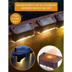 4lü SET GÜNEŞ ENERJİLİ LED SU GEÇİRMEZ MODERN IŞIK SETİ