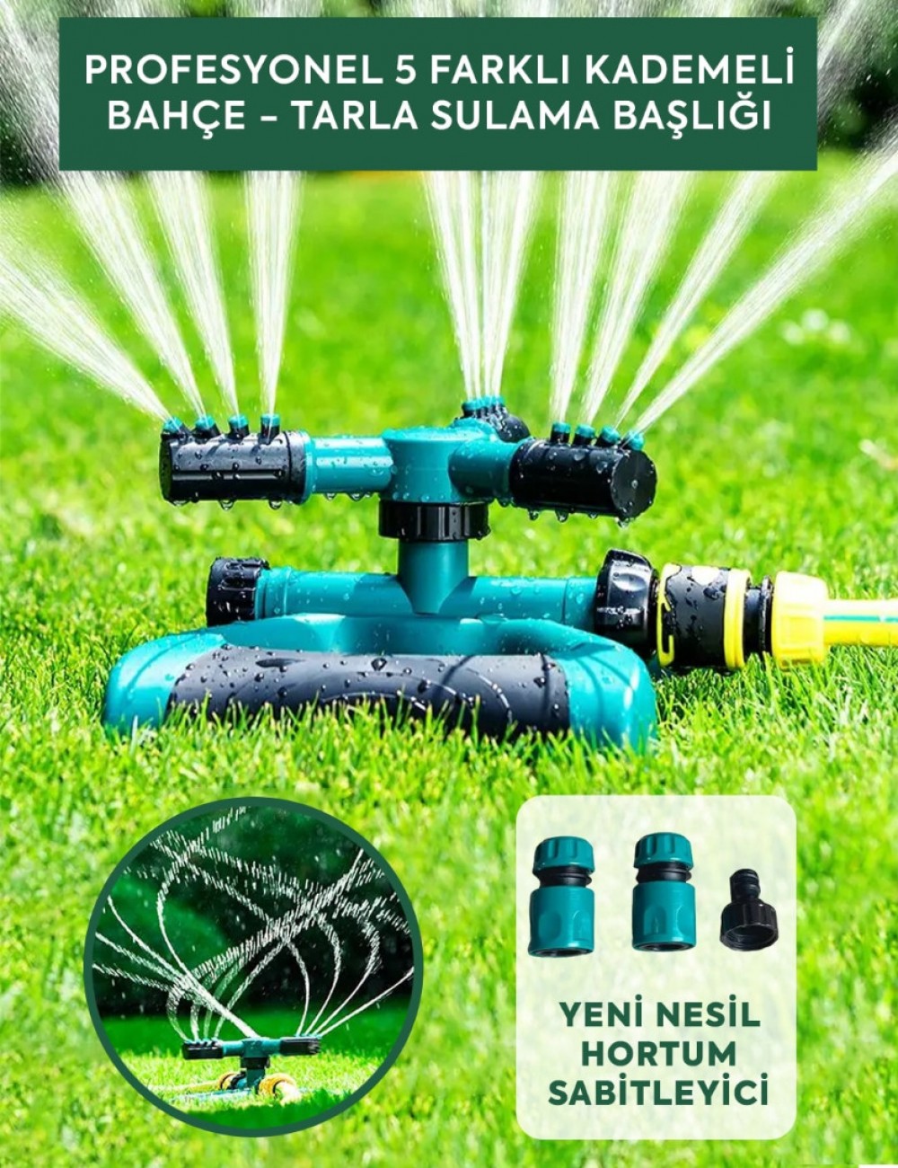PROFESYONEL 5 FARKLI KADEMELİ BAHÇE - TARLA SULAMA BAŞLIĞI