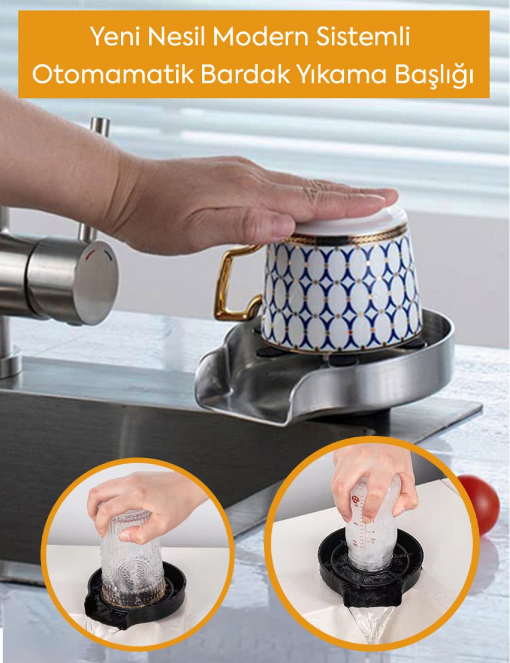 YENİ NESİL MODERN SİSTEMLİ BARDAK YIKAMA BAŞLIĞI