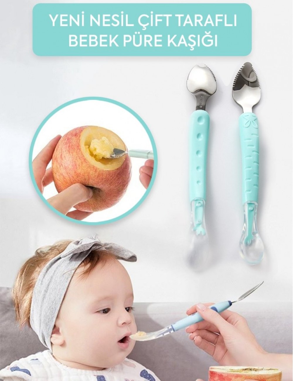 YENİ NESİL ÇİFT TARAFLI BEBEK PÜRE KAŞIĞI