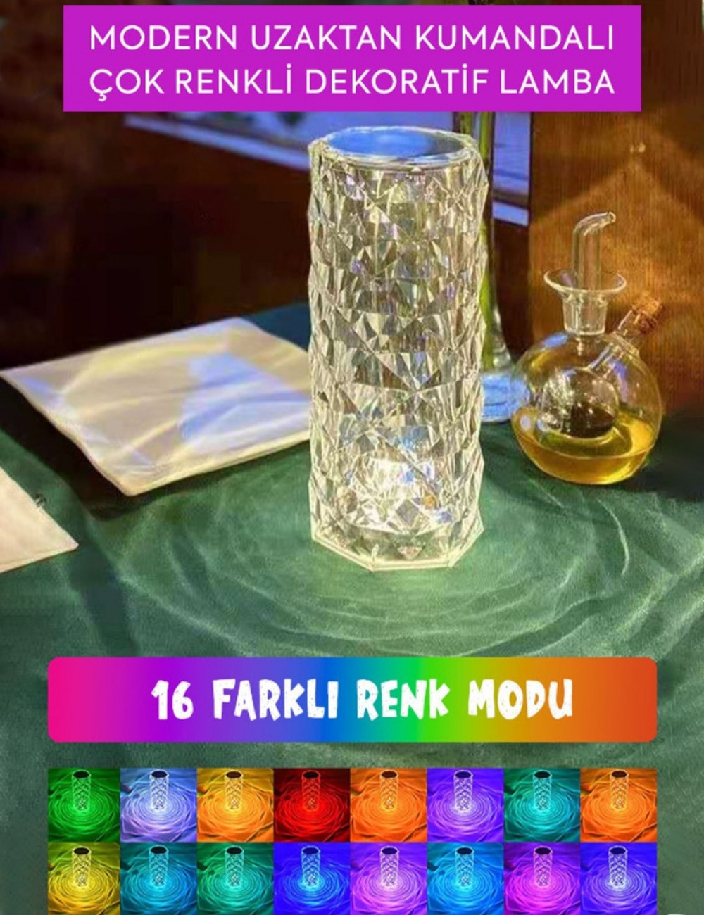 MODERN UZAKTAN KUMANDALI ÇOK RENKLİ DEKORATİF LAMBA