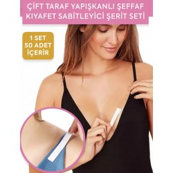 36lı SET - ÇİFT TARAF YAPIŞKANLI ŞEFFAF KIYAFET SABİTLEYİCİ ŞERİT SETİ