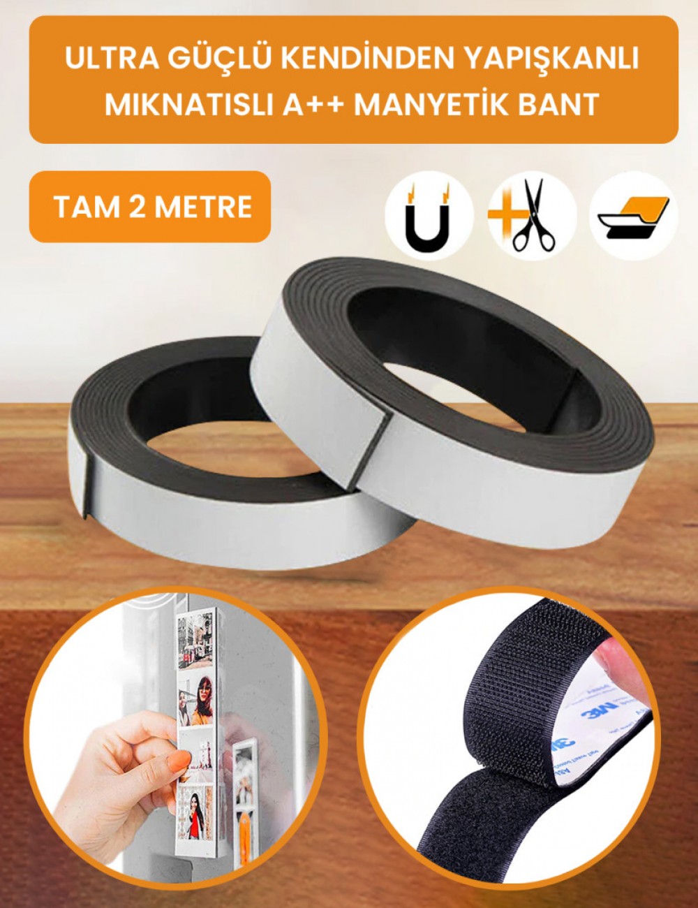 ULTRA GÜÇLÜ KENDİNDEN YAPIŞKANLI MIKNATISLI BANT 