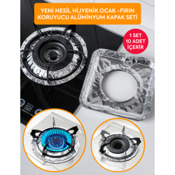 10LU SET YENİ NESİL HİJYENİK OCAK -FIRIN KORUYUCU ALÜMİNYUM KAPAK SETİ